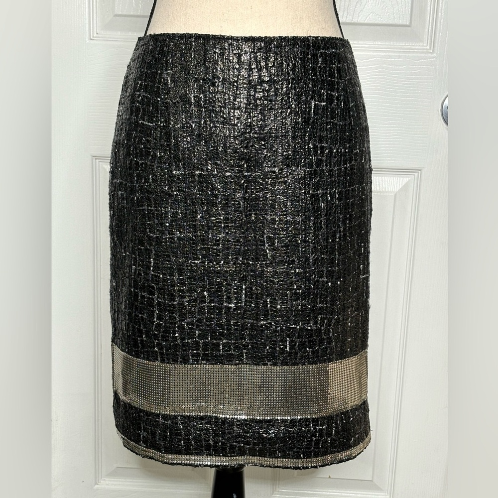 Per Se by Carlisle Black and Silver Sz 2 Pencil Skirt Elegant